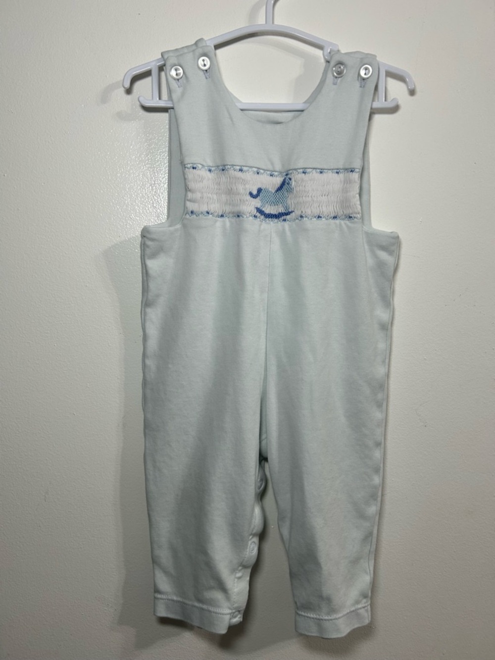 Lullaby Set Light Blue Smocked Baby Overall Romper
